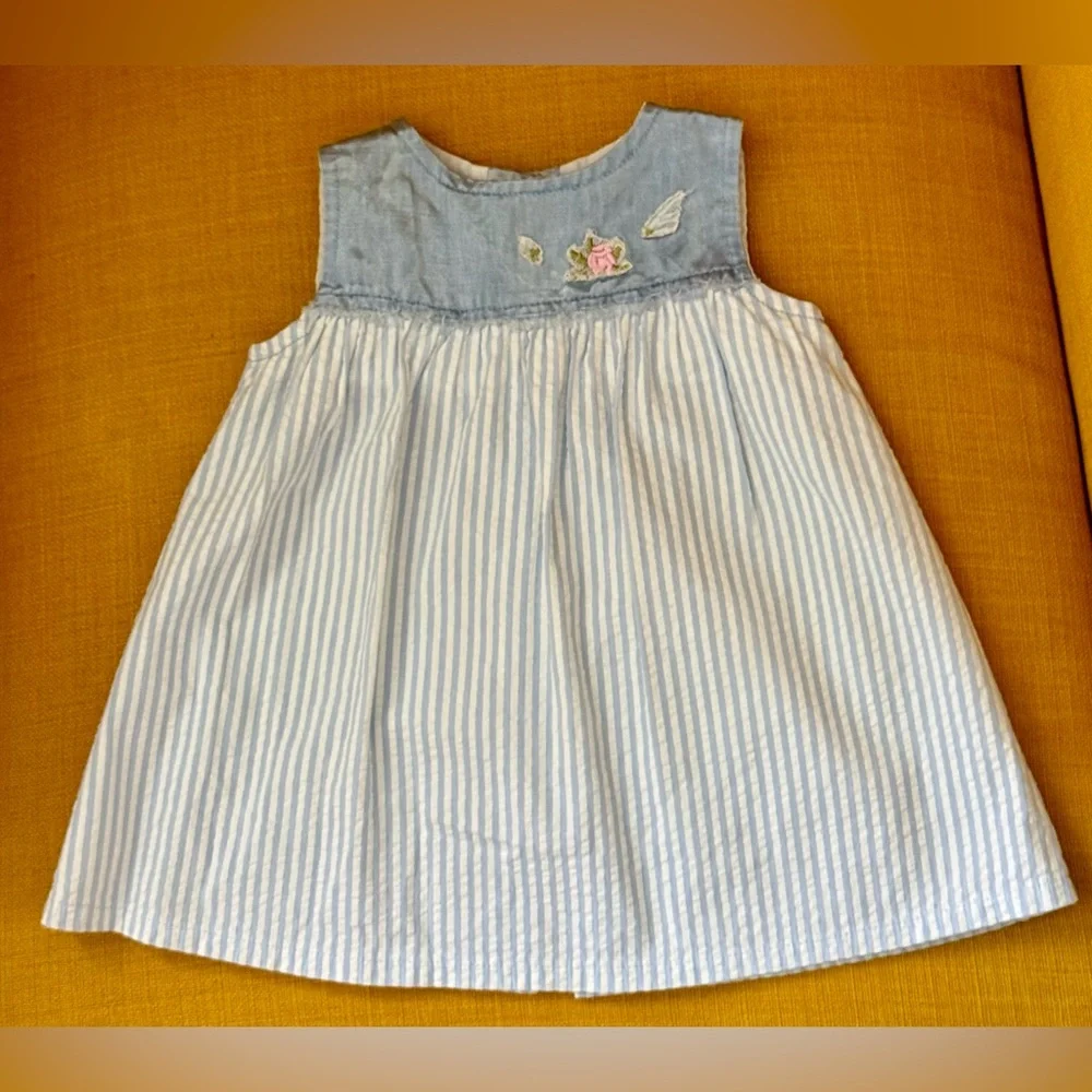 Baby Graziella Striped Blue and‎ White  baby Dress size 1 made in Italy